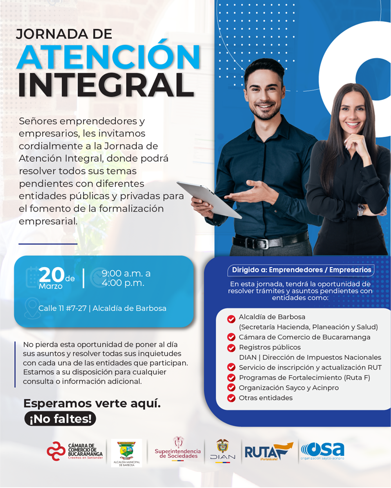 JORNADA DE ATENCIÓN INTEGRAL MUNICIPIO DE BARBOSA 20 MARZO 2025