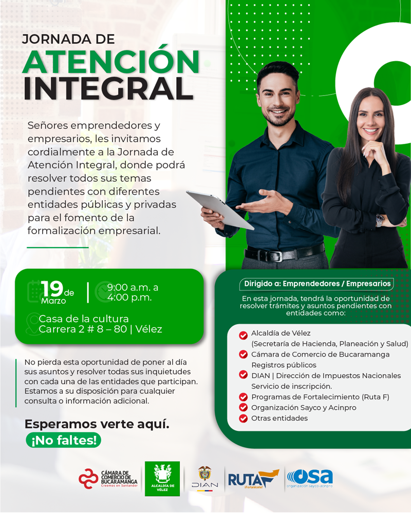 JORNADA DE ATENCIÓN INTEGRAL MUNICIPIO DE VÉLEZ 19 MARZO 2025